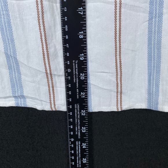 Mine Womens Blouse White Striped Sleeveless V Neck Tank Button Back Large - Picture 7 of 10